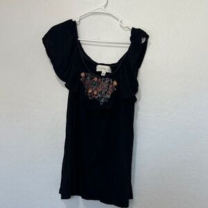 French laundry Black Floral Embroidered Blouse sleeveless top blouse plus 3X